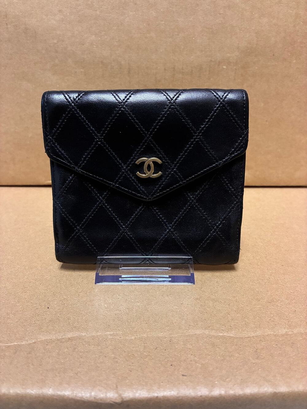 Chanel Vintage Black Quilted CC Wallet – Gold Hardware